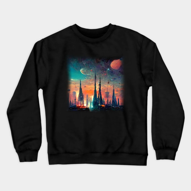 Space City Artwork Crewneck Sweatshirt by maxdax